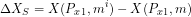 \[ \Delta X_S=X(P_x_1,m^i)-X(P_x_1,m) \]