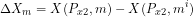 \[ \Delta X_m=X(P_x_2,m)-X(P_x_2,m^i) \]